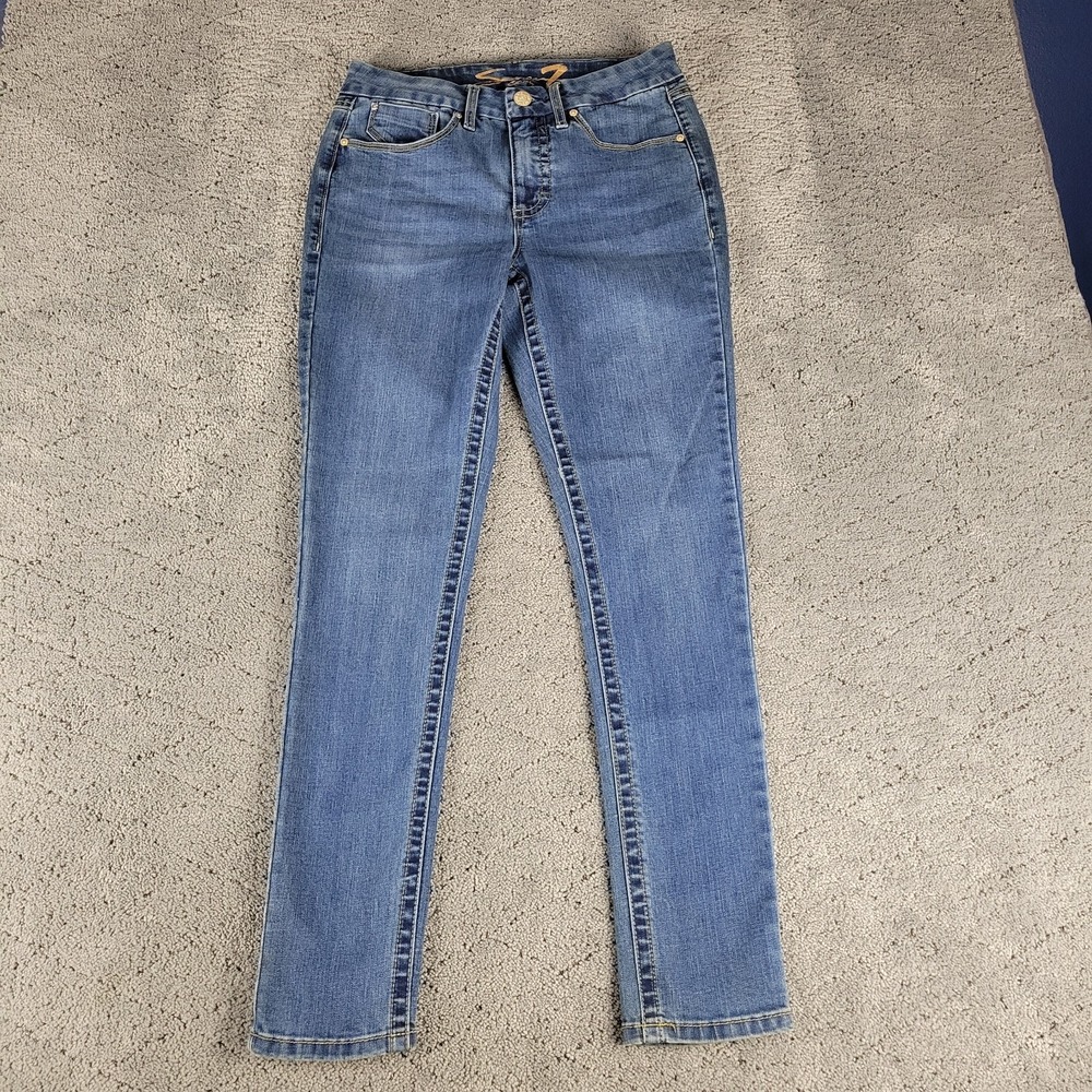Seven7 Jeans Womens 6 Blue Tummyless High Rise Skinny Stretch Slimming Denim